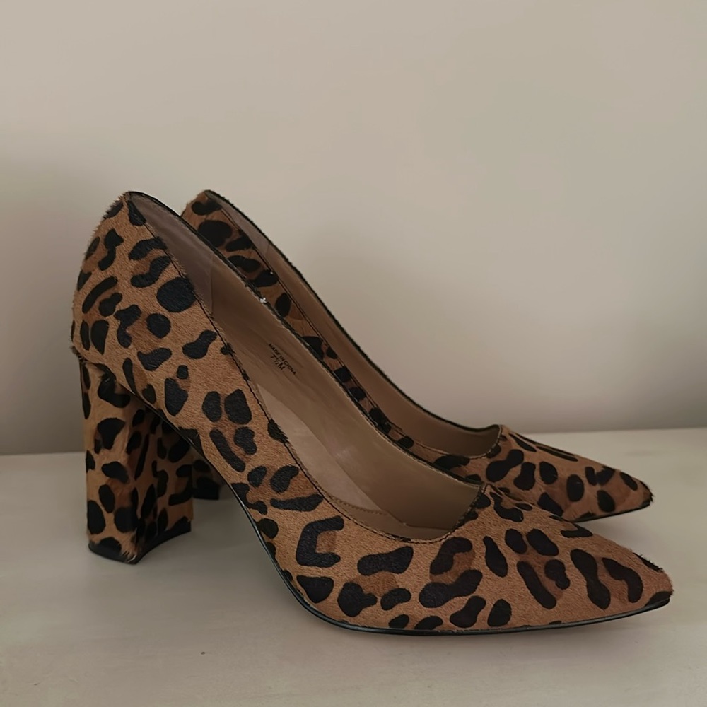 Leopard print block heel